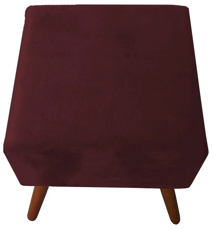 Puff Decorativo Quadrado Malu com Pés Palito Suede Bordô