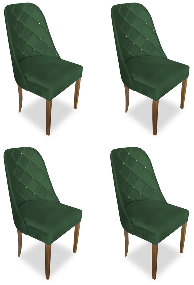 kit com 4 Cadeiras de Jantar Dublin Suede Verde Bandeira