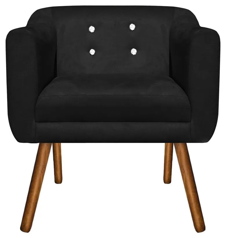 KIT 02 POLTRONAS JULIA SUEDE COM STRASS  - Preto