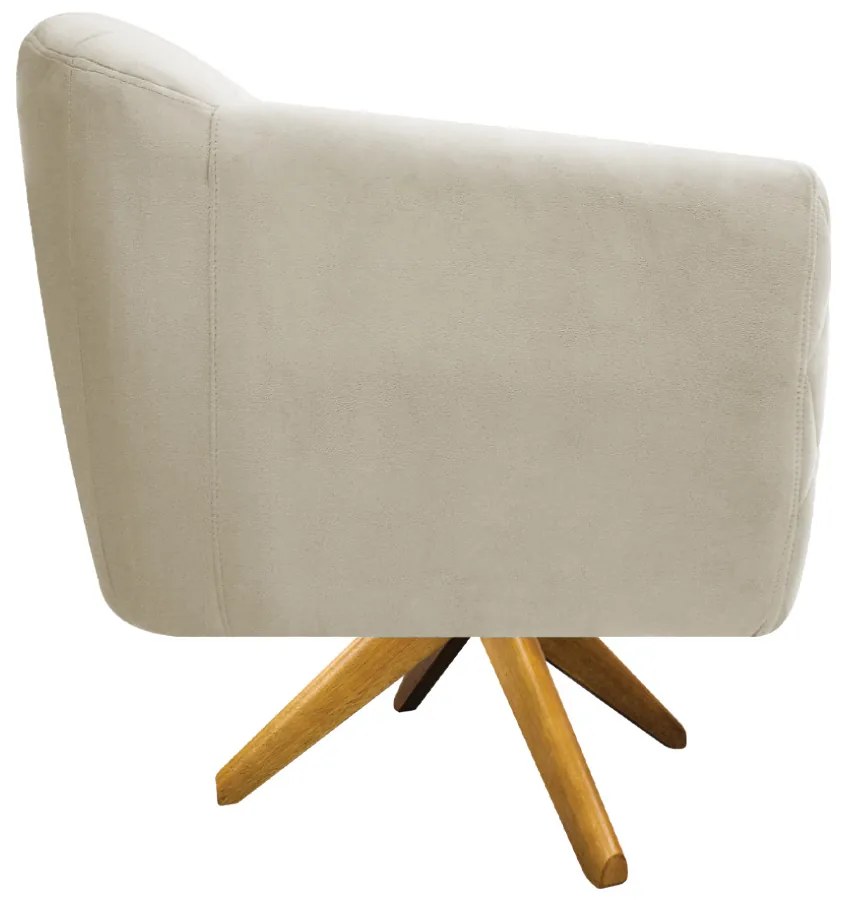 Kit 02 Poltronas Grazi Base Giratória de Madeira Linho - ADJ Decor