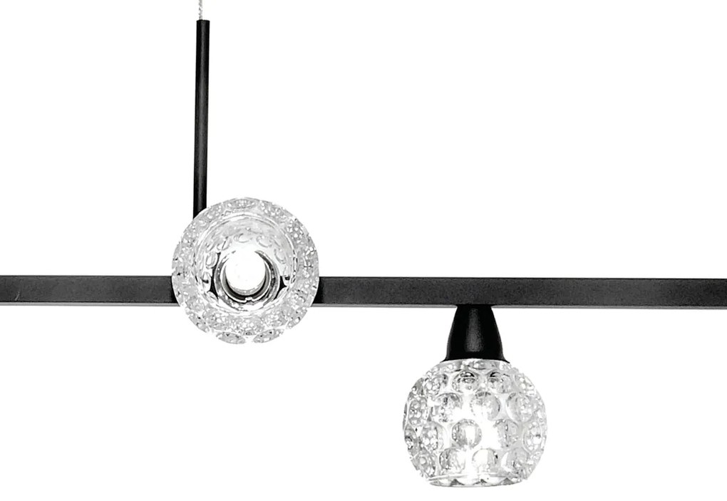 Pendente Retangular 100X22X18Cm Metal E Vidro Cristal Ø8Cm 06Xg9 | Old... (GRAFITE, AMBAR)