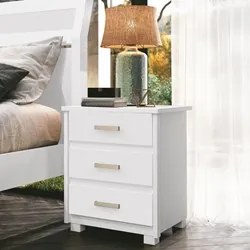 Mesa de Cabeceira 3 Gavetas Roma F08 Branco - Mpozenato