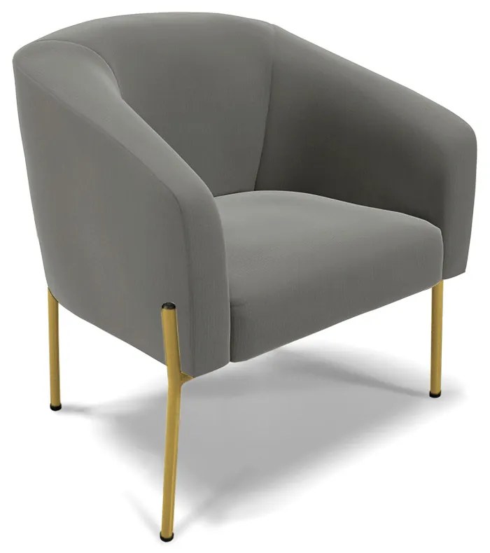 Sofá Namoradeira e Poltrona Pé de Ferro Dourado Stella Suede D03 - D'Rossi - Grafite