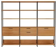 Estante Alta Estilo Industrial 2 Portas 2 Gavetas E93 Freijó/Preto Fos