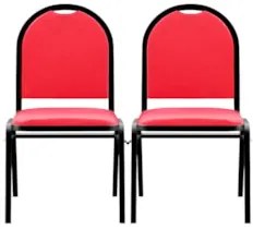 Kit 2 Cadeiras Hoteleiras Auditório Empilhável Sintético Z33 Vermelho