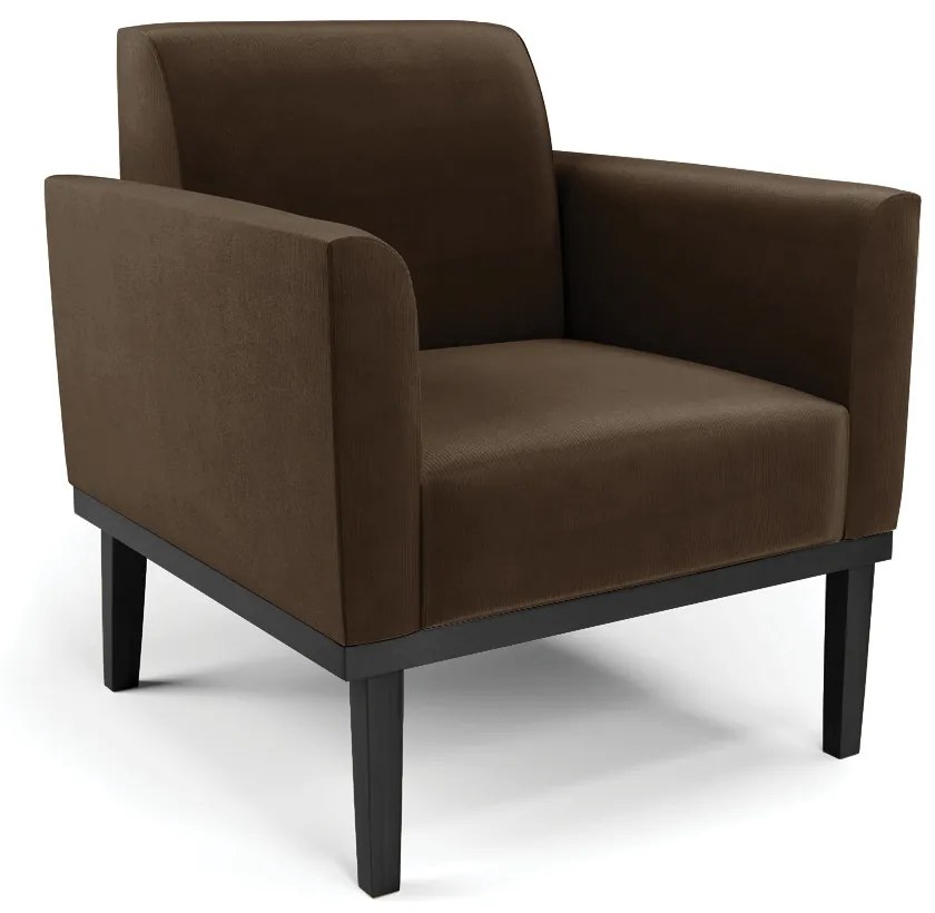 Sofá Namoradeira com Poltrona Base de Madeira Fixa Preto Marisa Suede  D03 - D'Rossi - Marrom