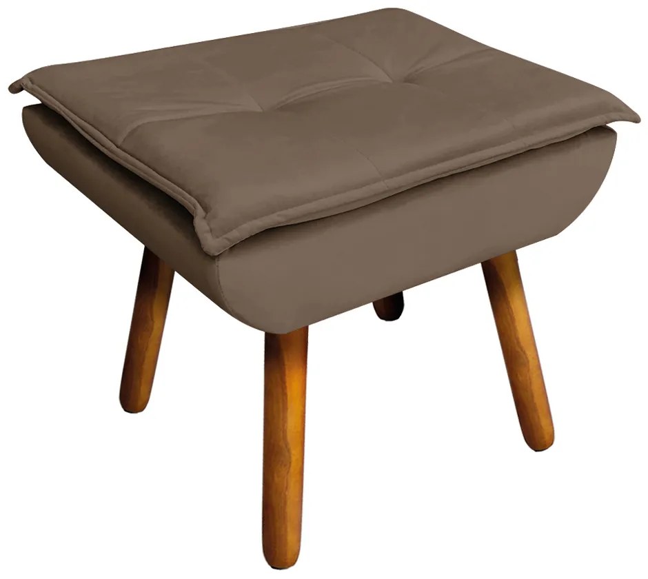 Puff Banqueta Decorativo Pé Palito Opala Veludo Marrom D03 - D'Rossi