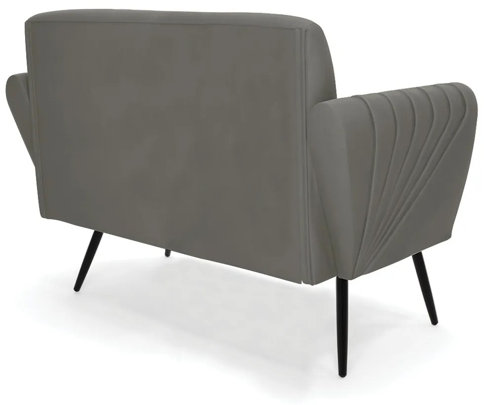 Sofá Namoradeira com 2 Poltronas Pés Palito de Ferro Bruna Suede D01 - D'Rossi - Grafite