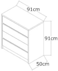 Cômoda Quarto Solteiro 4 Gavetas Blank F04 Branco - Mpozenato