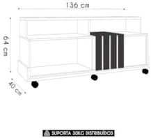 Rack Bancada de TV 50 Pol 136cm Analu H01 Cinamomo/Off White - Mpozena