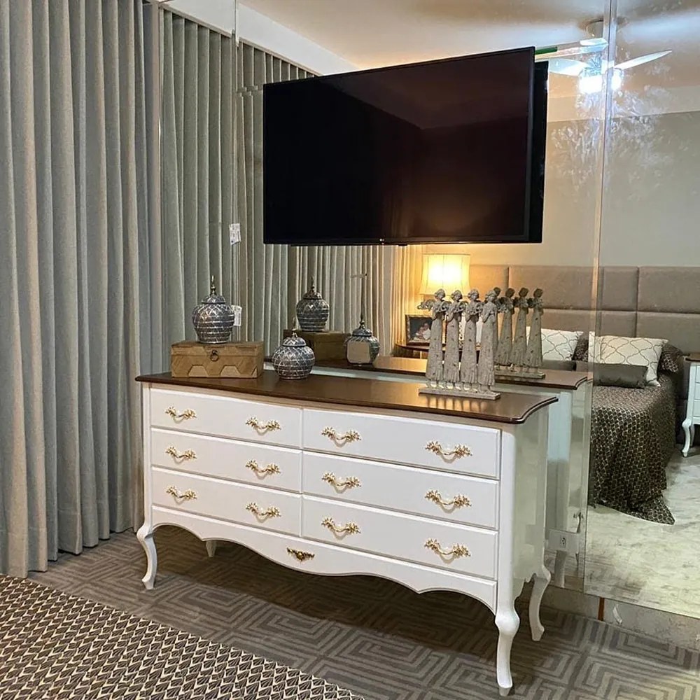 Cômoda Decorativa Beethoven com 6 Gavetas Branco/Imbuía G71 - Gran Belo