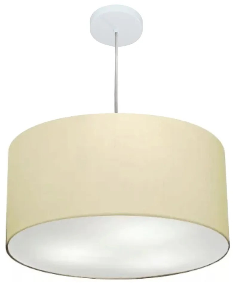 Lustre Pendente Cilíndrico Md-4245 Cúpula em Tecido 50x30cm Algodão Crú - Bivolt