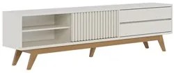 Painel para TV 75 Pol Chile e Rack Bancada Itália C05 Off White Matte/