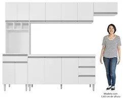 Cozinha Modulada 4 Peças Balcão sem Tampo 160cm Andréia Branco - AJL M