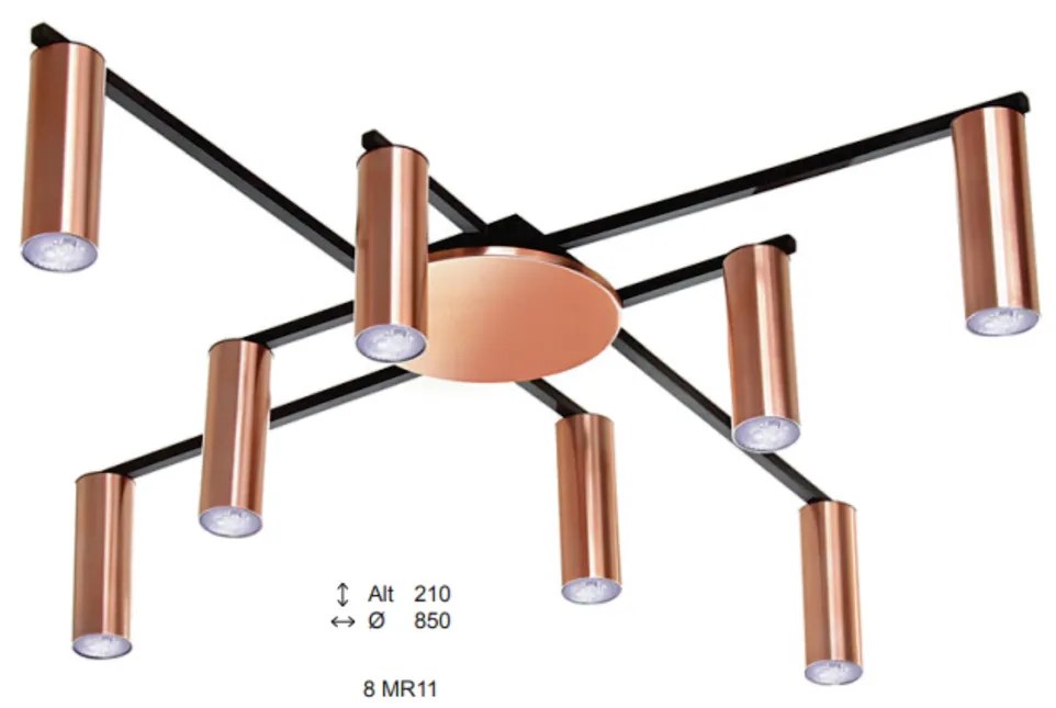 Plafon Trap Tubo Fixo Ø85X21Cm 8Xmr11 - Old Artisan Plf-5627 (ROSE FOSCO / COBRE BRILHO)