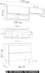 Armário de Cozinha CP03 Com Pia 100cm Pérola Z34 Preto      - Mpozenat