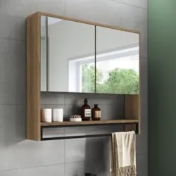 Armário de Banheiro Espelheira com 2 Portas Moscow Mel Z54 - Mpozenato