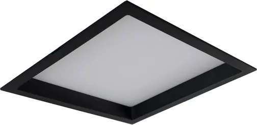 Plafon Led Embutir Quadrado Preto 22W Luz Amarela Deep
