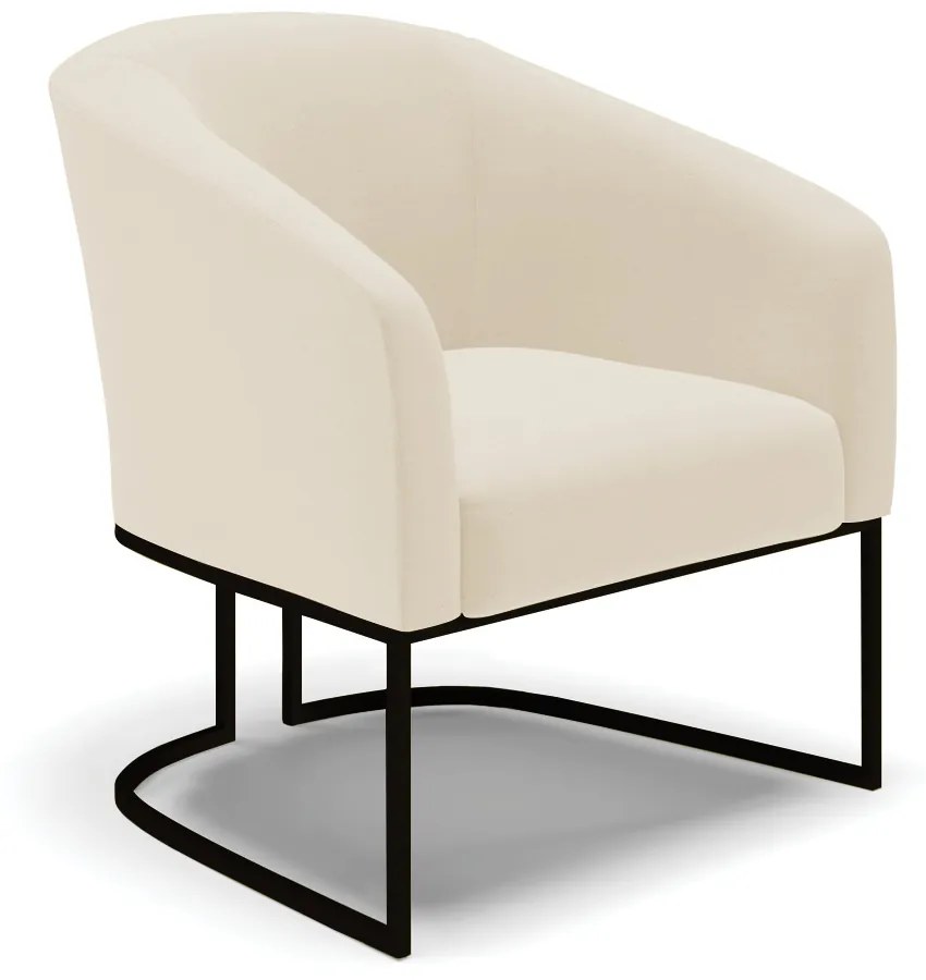 Sofá Namoradeira e 2 Poltronas Base Industrial Preto Stella Linho D03 - D'Rossi - A19 Bege