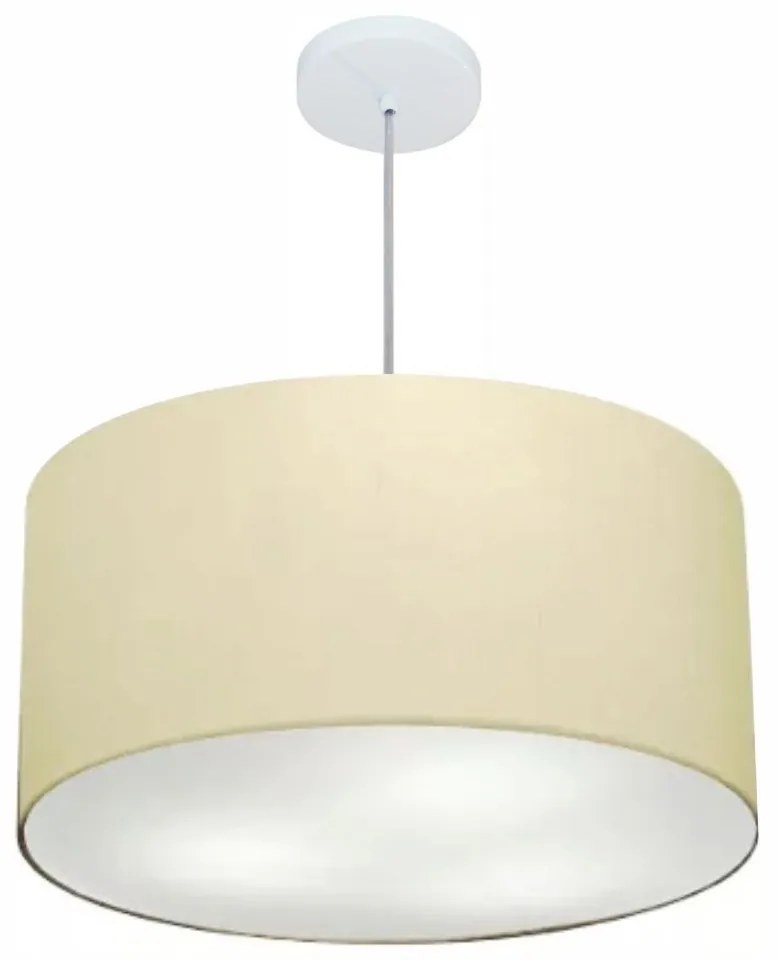 Lustre Pendente Cilíndrico Md-4080 Cúpula em Tecido 60x30cm Algodão Crú - Bivolt