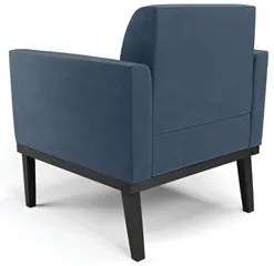 Poltrona Base Madeira Preto Kit 2 Maressa Suede Azul Marinho - Ibiza