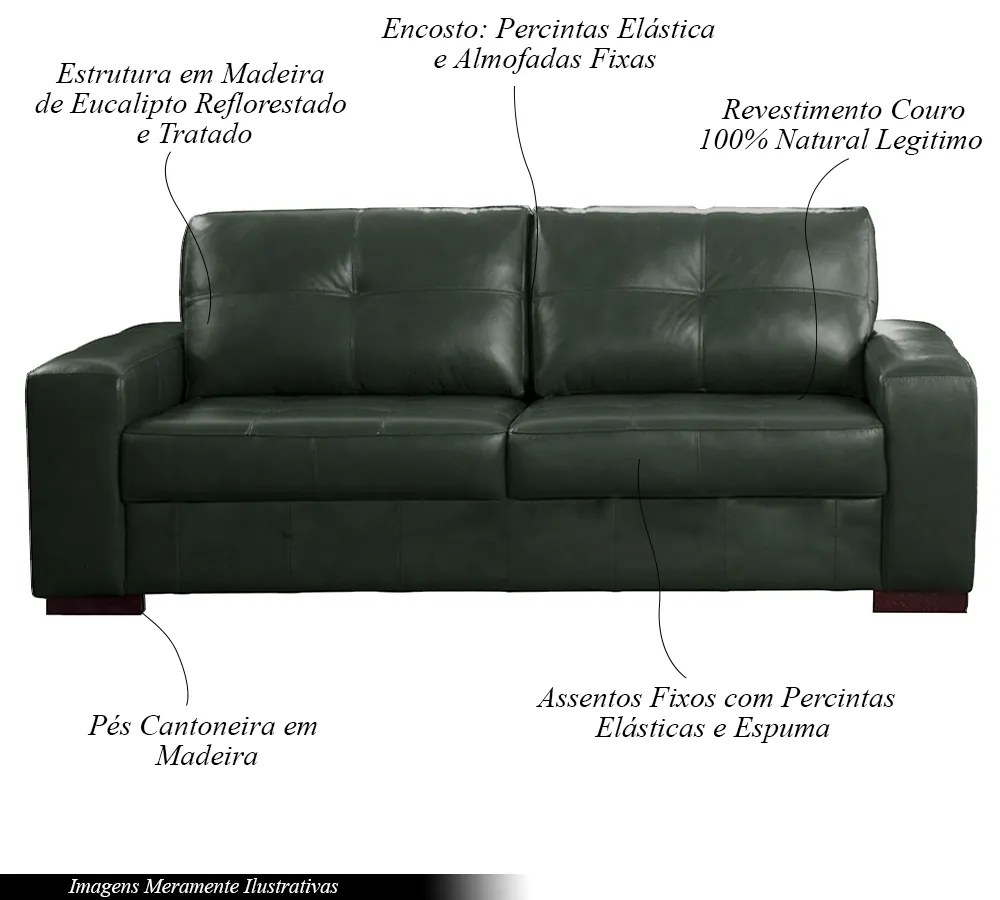 Sofá Decorativo 2 Lugares Turim 150cm Couro Verde G58 - Gran Belo