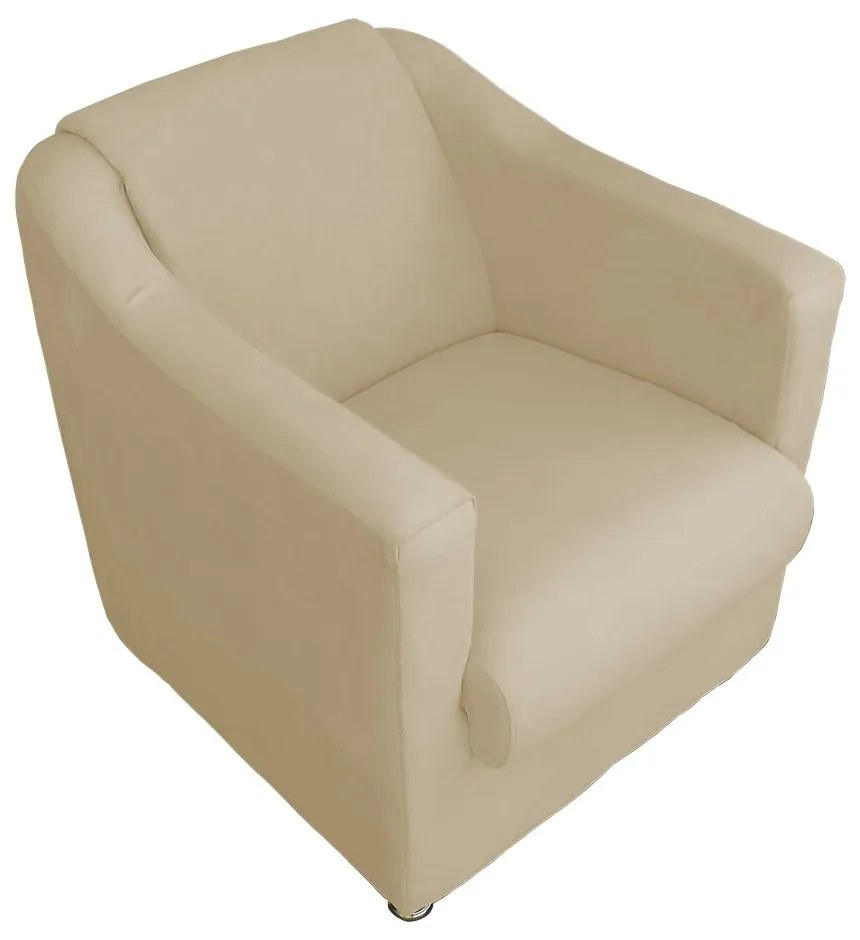 Poltrona Puff Cecilia Suede Decorativa Sala Recepção Nude