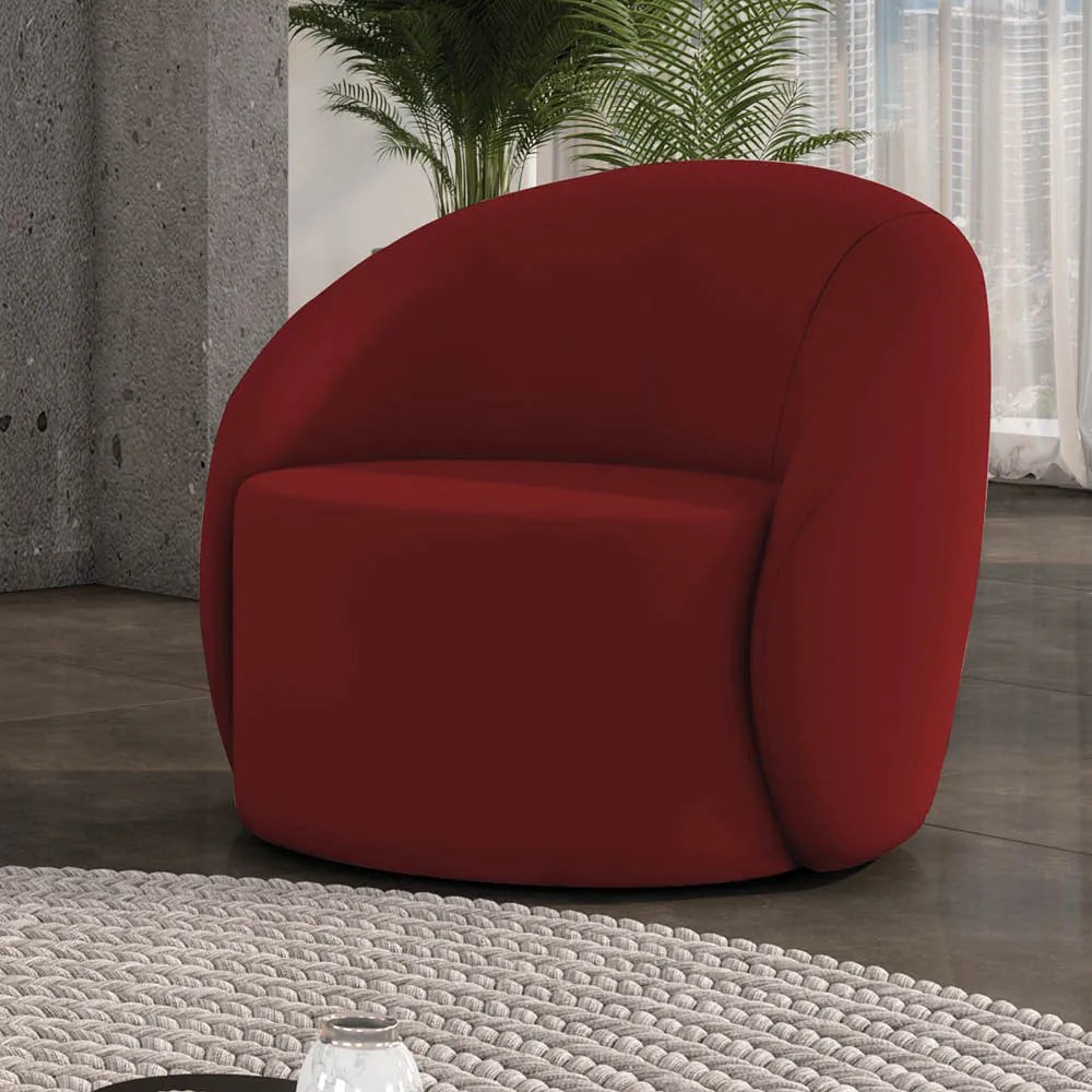Poltrona Decorativa Orgânica Lua Veludo D03 - D'Rossi - Marsala