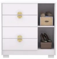 Cômoda Para Quarto 93cm Com 1 Porta Ilha Bela Flex Branco - Vila Rica