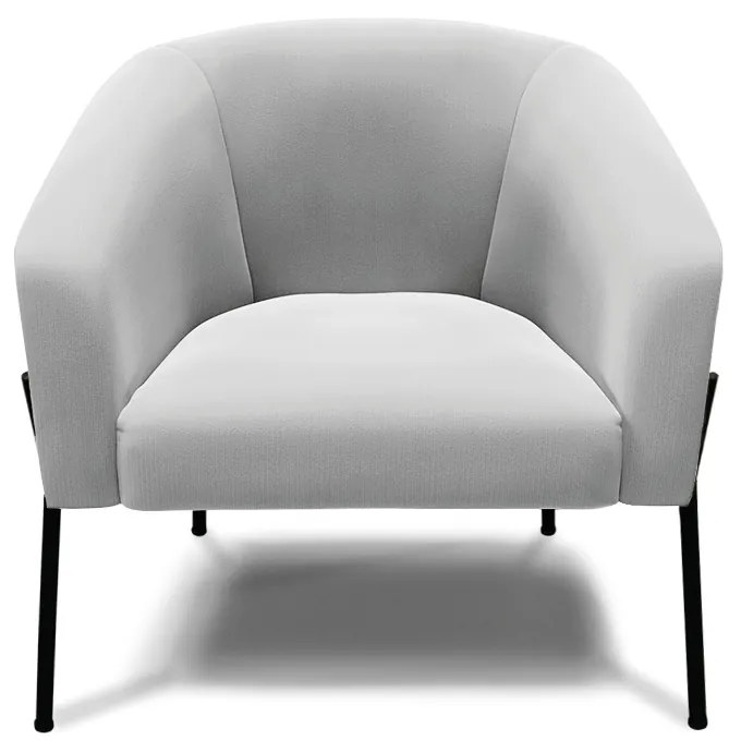 Poltrona Sala Decorativa Pé de Ferro Preto Kit 2 Stella Suede D03 - D'Rossi - Cinza