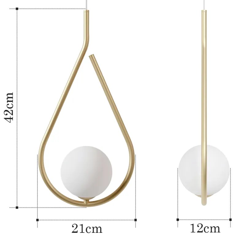 Pendente Gota Globo Ø12Cm C/ Rosca Alumínio 1Xg9 - Qimporta Pd2358 (PRETO, FOSCO)