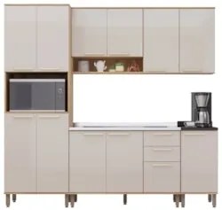 Armário Cozinha 5 Peças CP02 Com Pia Nádia Mocca/Avelã L01 - Mpozenato