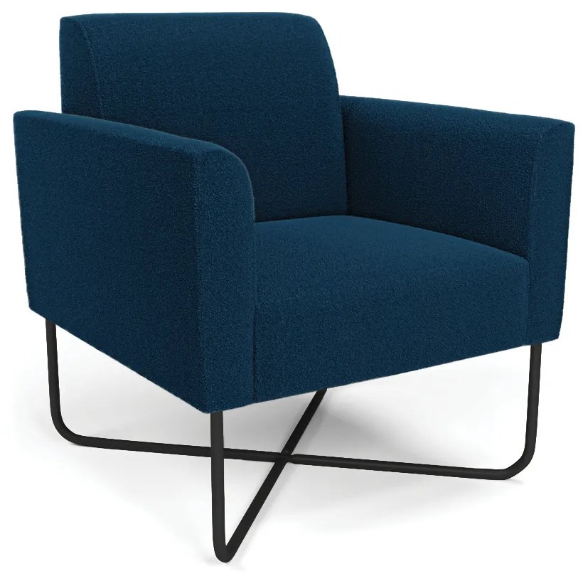 Poltrona Sala Base X Industrial Preto Marisa Bouclê - Azul