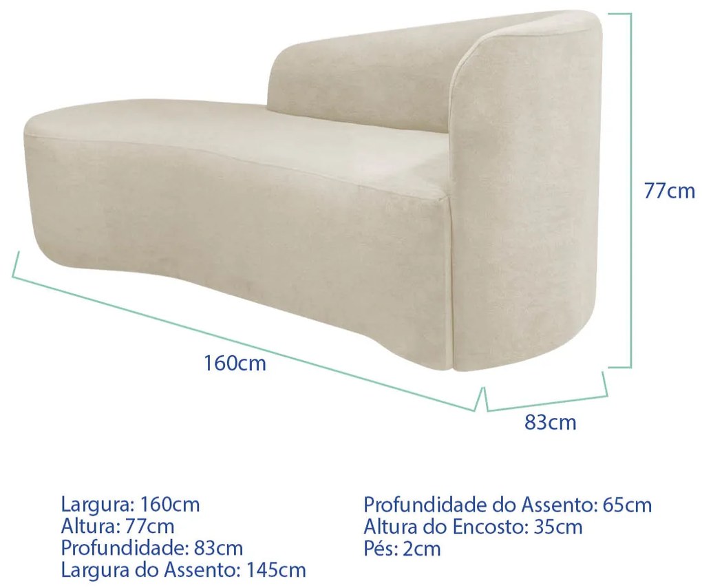 Kit Sofá Curvo França 160cm L.E e Poltrona Luiza Max Conforto, Elegância e Design Moderno Bouclé