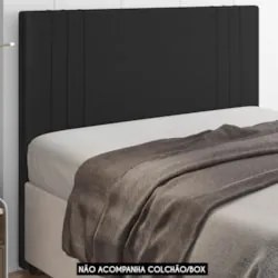 Cabeceira Cama Box Queen 160cm Estofada Rama Sintético Preto Z04 - Mpo
