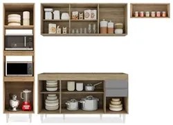 Armário de Cozinha Modulada 4 Peças CP10 Balcão Castanho/Cinza - Lumil