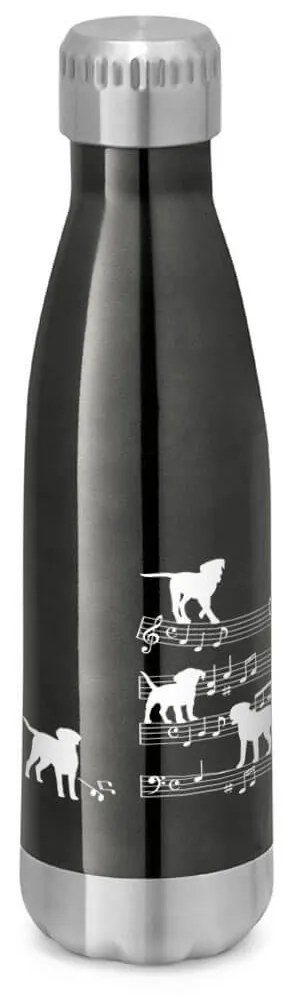Garrafa Térmica Inox Brilhante 510 ml Cachorro Musical Branco - Chumbo