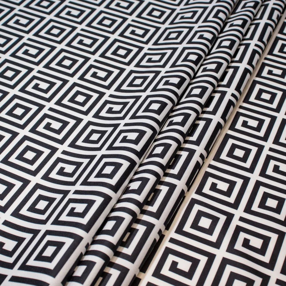 Tecido Suede Estampado Geometrico Preto E Branco D64 01 Metro - DRossi