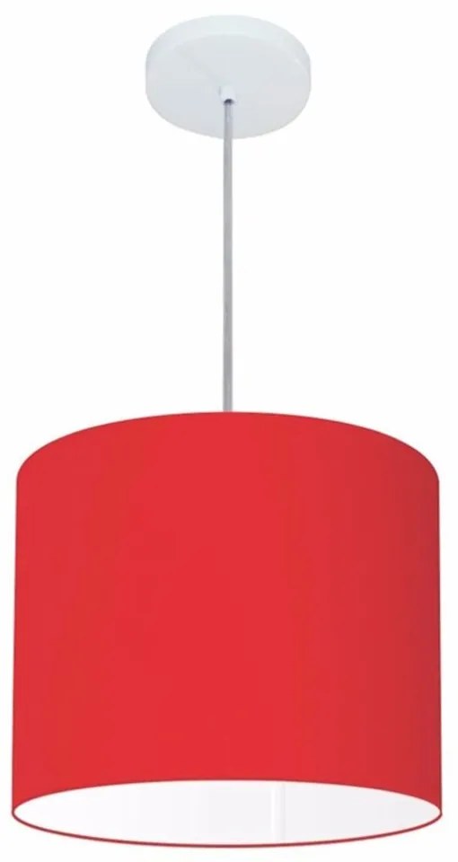 Lustre Pendente Cilíndrico Md-4143 Cúpula em Tecido 35x25cm Vermelho - Bivolt
