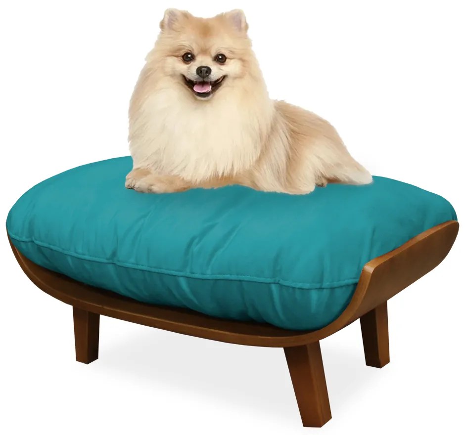 Cama Pet Costela para Cães e Gatos Almofadada Suede Azul Tiffany