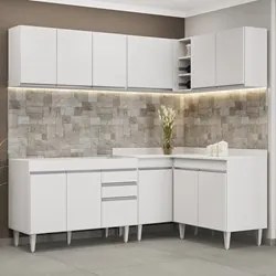 Armário de Cozinha Modulado de Canto 6 Peças CP28 Balcão sem Tampo Bra