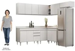 Armário de Cozinha Modulado de Canto 7 Peças CP20 Balcão com Tampo Bra