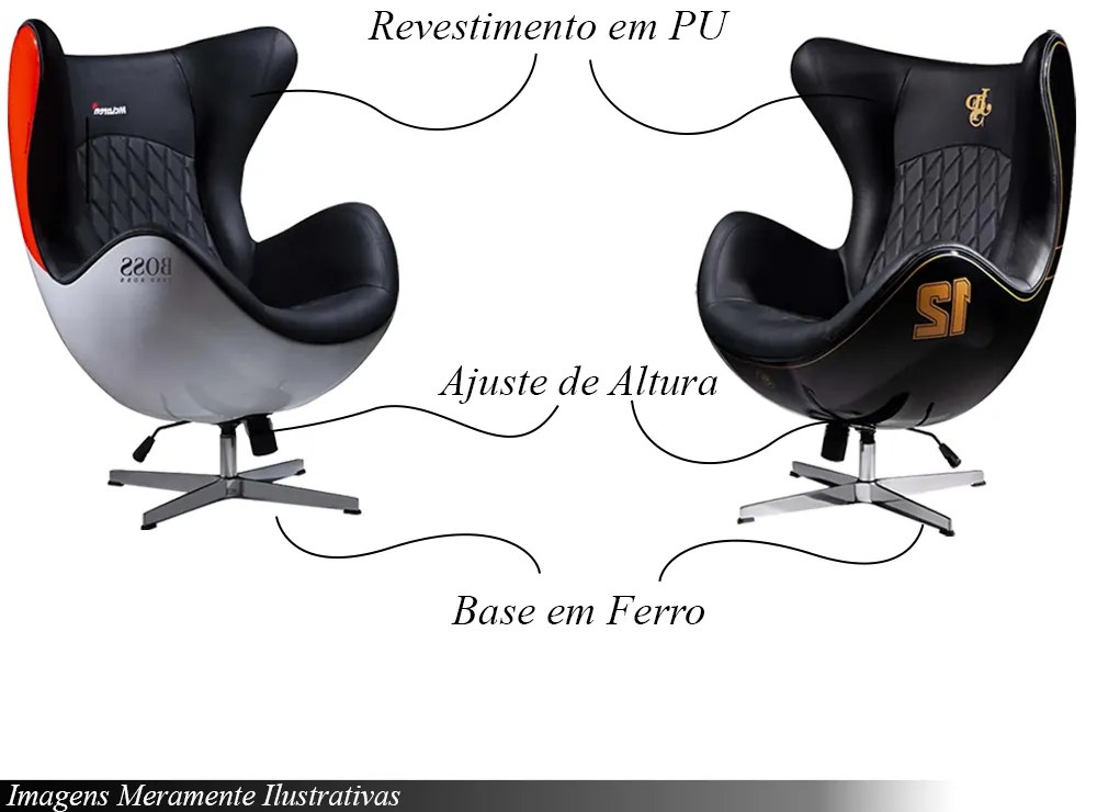 Conjunto Poltronas Decorativas Egg Chair MP4 SN 88/Lotus 12 G53 - Gran Belo