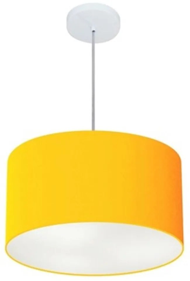 Lustre Pendente Cilíndrico Md-4099 Cúpula em Tecido 40x25cm Laranja - Bivolt