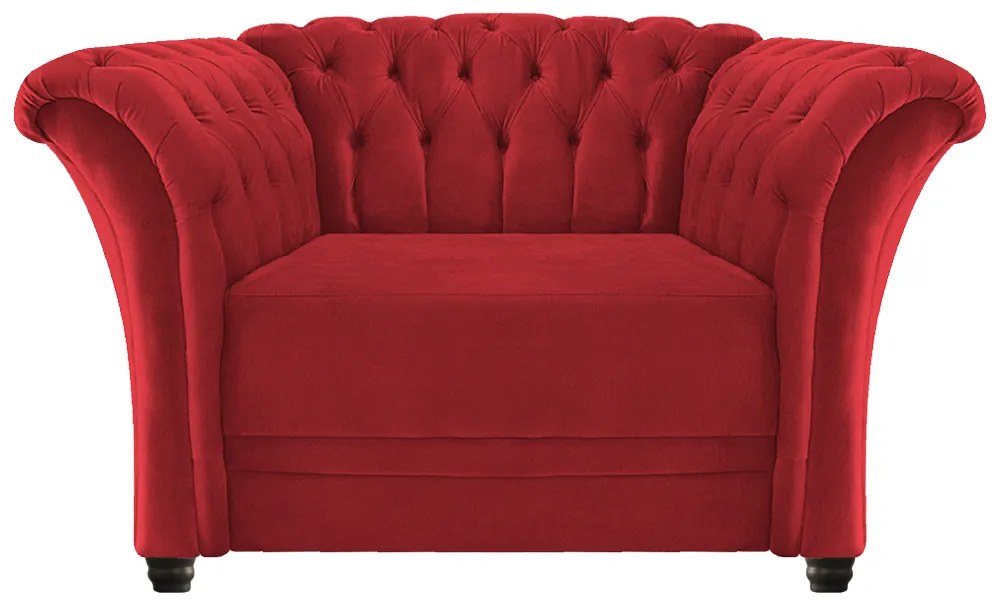 Poltrona Decorativa Chesterfield Sofia Suede Vermelho - ADJ Decor