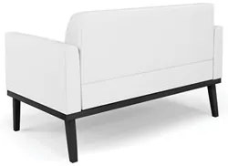 Sofá Namoradeira e 2 Poltronas Base Madeira Preto Maressa Sintético Br
