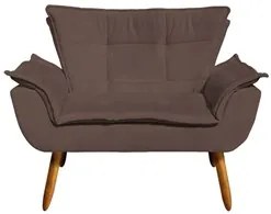 Kit 2 Poltronas Namoradeiras Pés Palito 2 Lugares Opla Suede Marrom -
