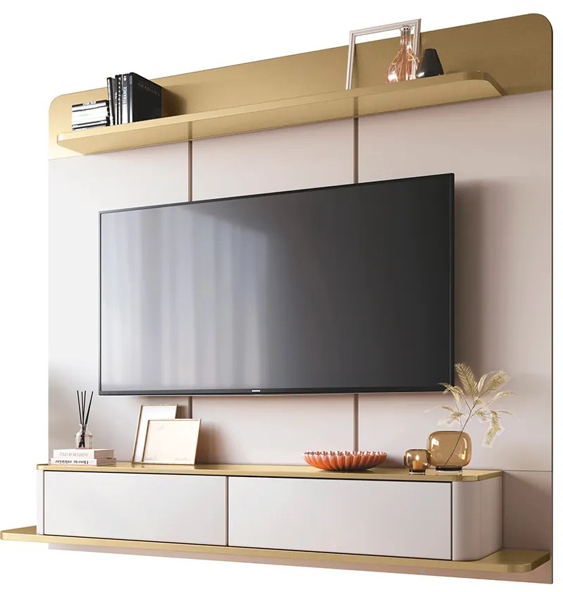 Home Painel Suspenso Decorativo Messier para TV 70 Polegadas Off White/Champagne G26 - Gran Belo