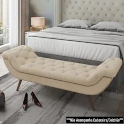 Puff Recamier Calçadeira 195cm Pés Palito Madeira Venêto Z37 Boucle Be