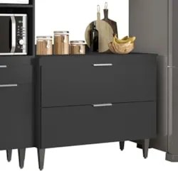 Armário de Cozinha Com Tampo CP04 230cm Pérola Preto Z34      - Mpozen